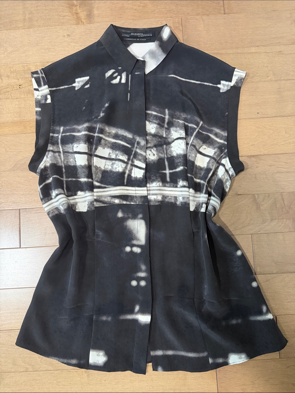 AllSaints 100% Silk Button-Up Sleeveless Top | Size US 6